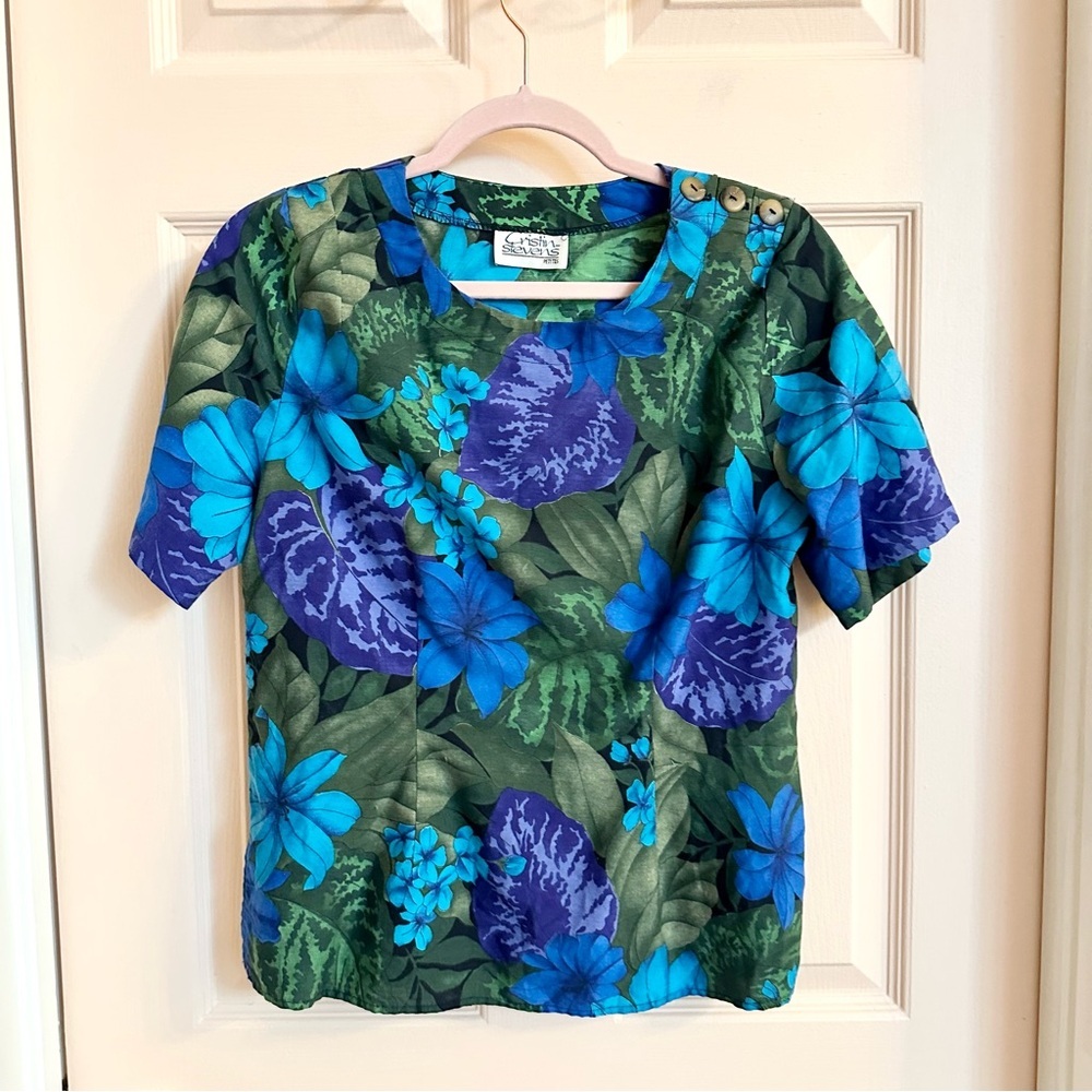 $5 SALE Blue Hawaiian Cristin Stevens top